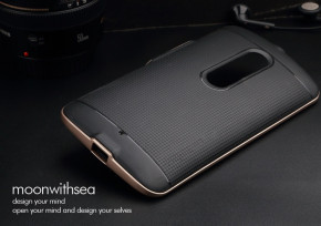Луксозен силиконов гръб ТПУ Neo Hybrid за Motorola Moto G4 Play черен със златиста лайсна